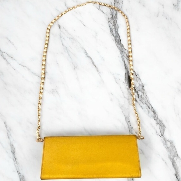 PRADA Authentic Giallo Tessuto Nylon Wallet on detachable Gold White Rope Chain - Picture 3 of 17